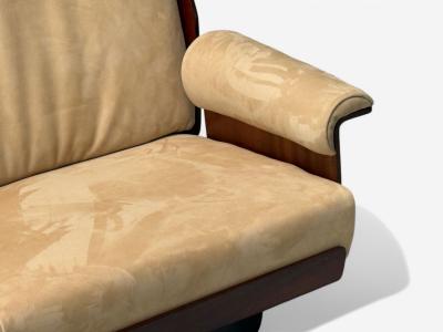 Bernard Brunier French Mid Century Modern Rosewood Suede Settee 1960s