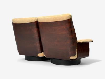 Bernard Brunier French Mid Century Modern Rosewood Suede Settee 1960s