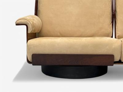 Bernard Brunier French Mid Century Modern Rosewood Suede Settee 1960s