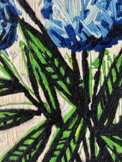 Bernard Buffet After Bernard Buffet 1971 Blue Hydrangeas Wool Tapestry Framed Wall Art