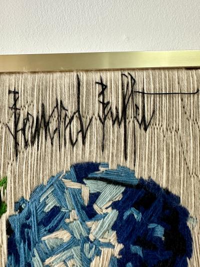 Bernard Buffet After Bernard Buffet 1971 Blue Hydrangeas Wool Tapestry Framed Wall Art