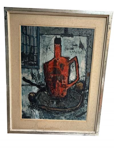 Bernard Buffet MID CENTURY ABSTRACT STILL LIFE IN THE MANNER OF BERNARD BUFFET