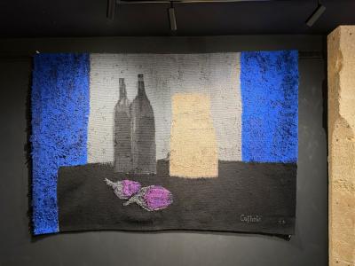 Bernard Cathelin Nature morte bleu et noir aux aubergines