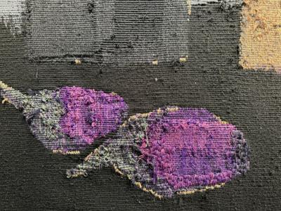 Bernard Cathelin Nature morte bleu et noir aux aubergines