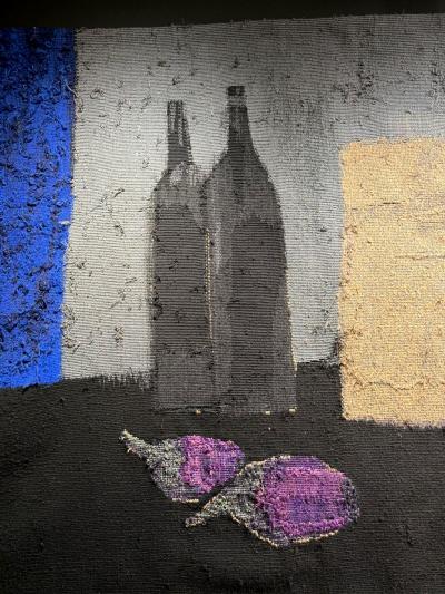 Bernard Cathelin Nature morte bleu et noir aux aubergines