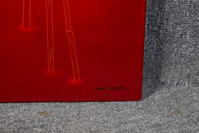 Bernard Dunand RED LACQUERED JAPANESQUE PANEL BY BERNARD DUNAND