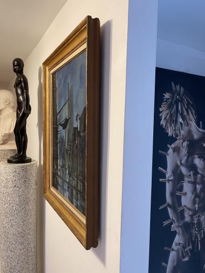 Bernard Lamotte New York City Rainy Night Street Scene in Moody Blue