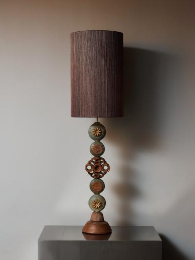 Bernard Rooke Monumental Brutalist Ceramic Table Lamp by Bernard Rooke England 1970s