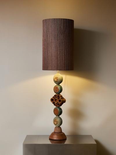 Bernard Rooke Monumental Brutalist Ceramic Table Lamp by Bernard Rooke England 1970s