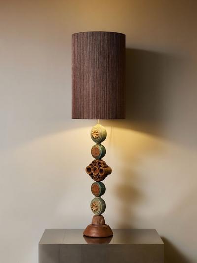 Bernard Rooke Monumental Brutalist Ceramic Table Lamp by Bernard Rooke England 1970s