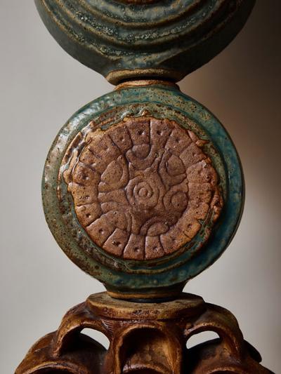 Bernard Rooke Monumental Brutalist Ceramic Table Lamp by Bernard Rooke England 1970s