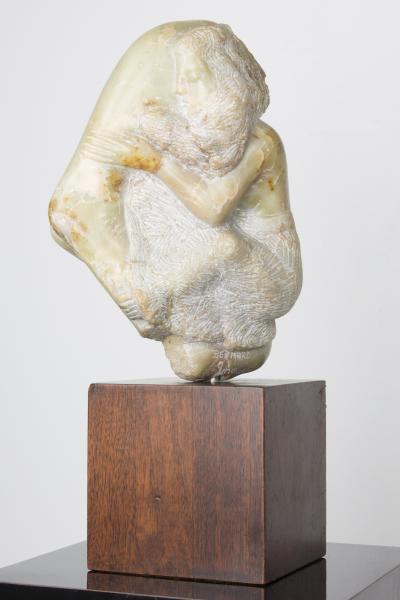 Bernard Simon Etched Marble Lovers Embrace by Bernard Simon