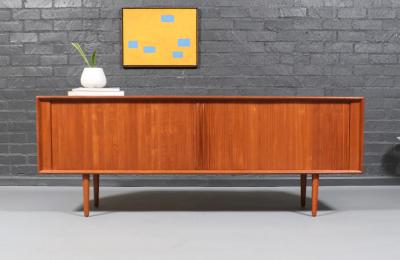 Bernhard Pedersen Son Bernhard Pedersen Danish Modern Tambour Door Teak Credenza