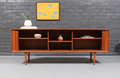 Bernhard Pedersen Son Bernhard Pedersen Danish Modern Tambour Door Teak Credenza