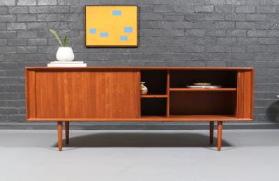 Bernhard Pedersen Son Bernhard Pedersen Danish Modern Tambour Door Teak Credenza