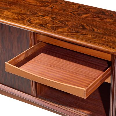 Bernhard Pedersen Son Bernhard Pedersen Mid Century Danish Rosewood Tambour Door Credenza with Hutch