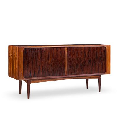 Bernhard Pedersen Son Bernhard Pedersen Mid Century Danish Rosewood Tambour Door Credenza with Hutch