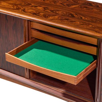 Bernhard Pedersen Son Bernhard Pedersen Mid Century Danish Rosewood Tambour Door Credenza with Hutch