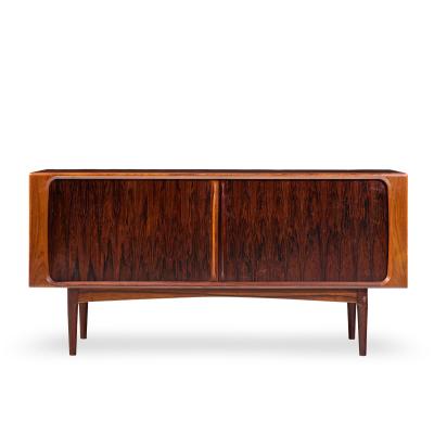 Bernhard Pedersen Son Bernhard Pedersen Mid Century Danish Rosewood Tambour Door Credenza with Hutch