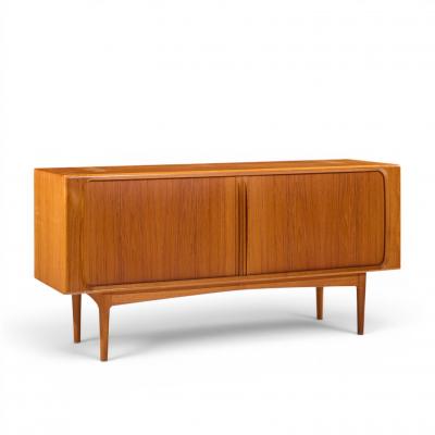 Bernhard Pedersen Son Bernhard Pedersen Mid Century Danish Teak Tambour Credenza and Hutch