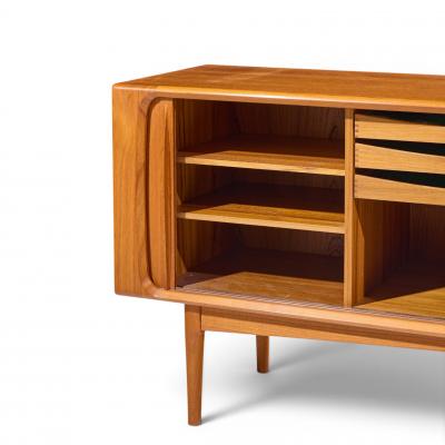 Bernhard Pedersen Son Bernhard Pedersen Mid Century Danish Teak Tambour Credenza and Hutch
