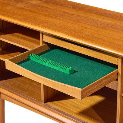 Bernhard Pedersen Son Bernhard Pedersen Mid Century Danish Teak Tambour Credenza and Hutch