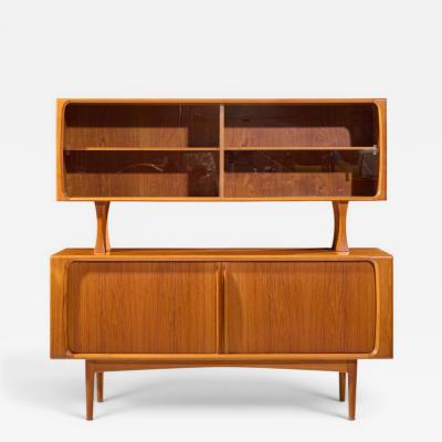 Bernhard Pedersen Son Bernhard Pedersen Mid Century Danish Teak Tambour Credenza and Hutch