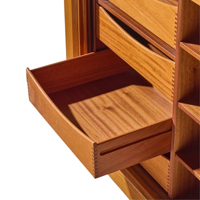 Bernhard Pedersen Son Bernhard Pedersen Mid Century Danish Teak Tambour Door Armoire Dresser
