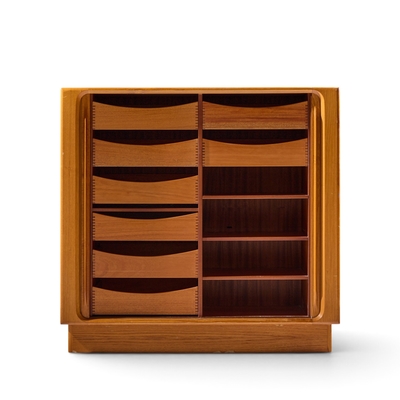 Bernhard Pedersen Son Bernhard Pedersen Mid Century Danish Teak Tambour Door Armoire Dresser