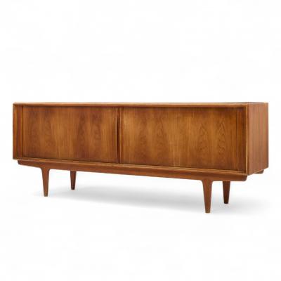 Bernhard Pedersen Son Bernhard Pedersen Mid Century Danish Teak Tambour Door Credenza