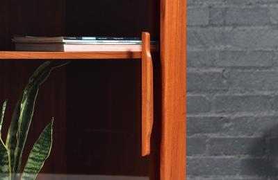 Bernhard Pedersen Son Bernhard Pedersen and Son Teak Glass Bookcase Credenza