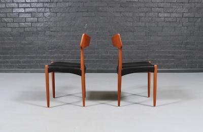Bernhard Pedersen Son Danish Modern Teak Leather Dining Chairs by Bernhard Pedersen