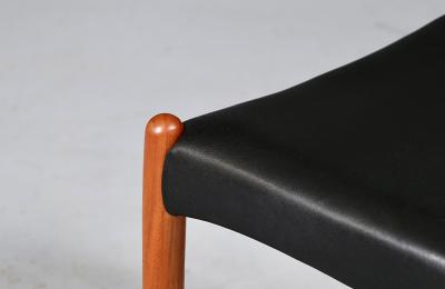 Bernhard Pedersen Son Danish Modern Teak Leather Dining Chairs by Bernhard Pedersen