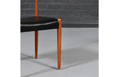 Bernhard Pedersen Son Danish Modern Teak Leather Dining Chairs by Bernhard Pedersen
