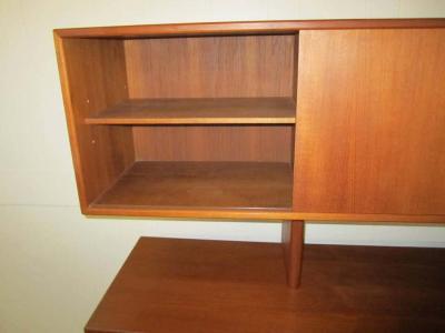 Bernhard Pedersen Son Lovely Teak Danish Credenza with Floating Hutch Room Divider Unusual Legs
