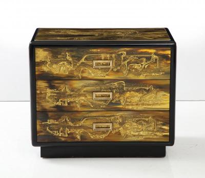 Bernhard Rohne Acid Etched Brass Chest of Drawers by Bernhard Rohne for Mastercraft C 1970 
