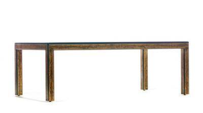 Bernhard Rohne Bernhard Rohne Acid Etched Brass and Glass Dining Table for Mastercraft