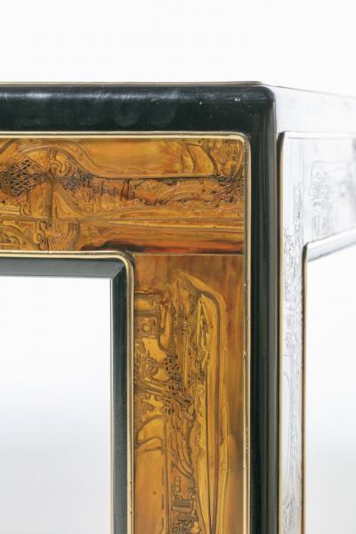 Bernhard Rohne Bernhard Rohne Acid Etched Brass and Glass Dining Table for Mastercraft