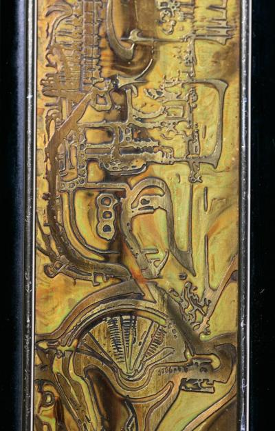 Bernhard Rohne Bernhard Rohne Acid Etched Brass and Glass Dining Table for Mastercraft