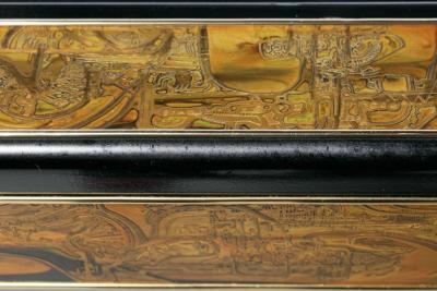 Bernhard Rohne Bernhard Rohne Acid Etched Brass and Glass Dining Table for Mastercraft