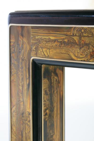 Bernhard Rohne Bernhard Rohne Acid Etched Brass and Glass Dining Table for Mastercraft