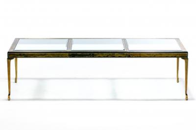 Bernhard Rohne Bernhard Rohne Acid Etched Expandable Dining Table with Cabriolet Brass Legs