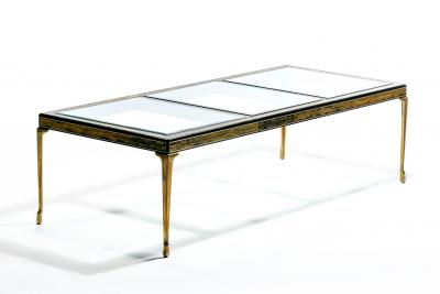 Bernhard Rohne Bernhard Rohne Acid Etched Expandable Dining Table with Cabriolet Brass Legs
