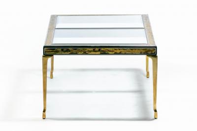 Bernhard Rohne Bernhard Rohne Acid Etched Expandable Dining Table with Cabriolet Brass Legs