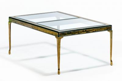 Bernhard Rohne Bernhard Rohne Acid Etched Expandable Dining Table with Cabriolet Brass Legs