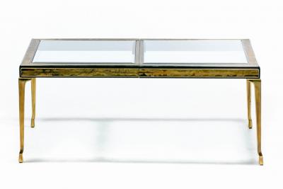 Bernhard Rohne Bernhard Rohne Acid Etched Expandable Dining Table with Cabriolet Brass Legs