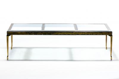 Bernhard Rohne Bernhard Rohne Acid Etched Expandable Dining Table with Cabriolet Brass Legs