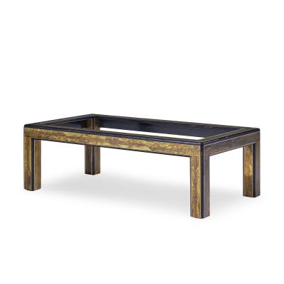 Bernhard Rohne Bernhard Rohne Mid Century Acid Etched Brass and Glass Coffee Table