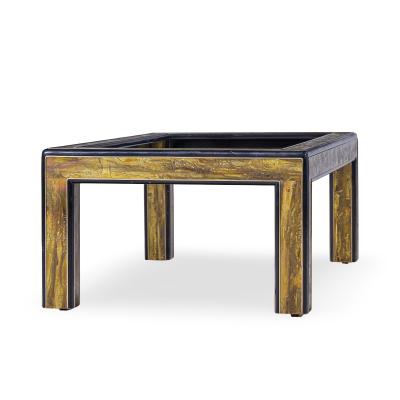 Bernhard Rohne Bernhard Rohne Mid Century Acid Etched Brass and Glass Coffee Table
