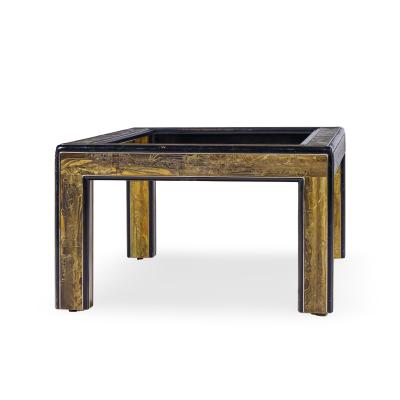 Bernhard Rohne Bernhard Rohne Mid Century Acid Etched Brass and Glass Coffee Table